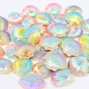 Cabujón de Resina con Forma de Concha y Degradado de Color Arcoíris para Manualidades, Cuentas Decorativas, Dijes y Adornos para Carcasas de Teléfono - Product Image 4