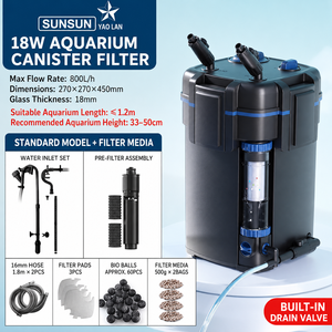 <span class=keywords><strong>Filtre</strong></span> externe en gros ultra silencieux 110-240V <span class=keywords><strong>18W</strong></span> pour aquarium, grand bassin et aquarium planté avec lumière <span class=keywords><strong>UV</strong></span> - Product Image 6