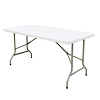 Table de salle à manger de restaurant en plastique HDPE blanc Table pliante rectangulaire de mariage de jardin extérieur de 180cm