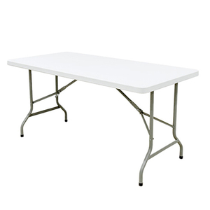 Tavolo da pranzo da ristorante in plastica HDPE bianco tavolo pieghevole rettangolare da 180CM per matrimoni da giardino all'aperto - Product Image 1