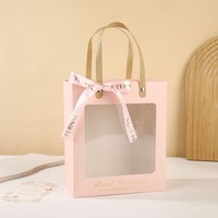 Sacs cadeaux en papier en gros, boîtes à gâteaux avec fenêtre en PVC, ruban et nœud, logo personnalisé, OEM, qualité alimentaire, emballage de mariage en usine