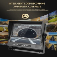 Kit de Cámara de Visión Trasera Digital AHD Podofo de 9'' con Cable, 4 Canales, Visión Nocturna IPS para Camiones, Autobuses y Autocaravanas, 12V-24V, con Grabación