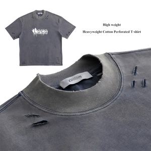 เสื้อยืดผ้าฝ้ายพิมพ์ลายสำหรับผู้ชายผ้าฝ้าย100% ปักลายสไตล์วินเทจโอเวอร์ไซส์ - Product Image 1