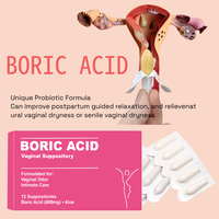 Traitement de la vaginose bactérienne (VB) - Suppositoires vaginaux à base de plantes pour femmes avec acide borique 600 mg - Cliniquement étudié - 12 unités