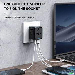 4usb Universal Travel <b>Adapter</b> with Us/eu/<b>uk</b>/au Plug All in One Power <b>Adapter</b> Socket 2.4a Fast Charging Wall Charger - Product Image 4