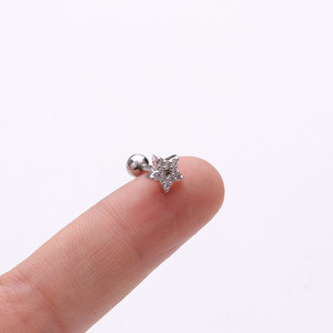 Komi Orecchini In Acciaio Inox 2020 Oro Argento Orecchini Della Vite Prigioniera della Stella della Luna Croce Orecchini Di Cristallo Zircone Unisex Anti Allergico - Product Image 4