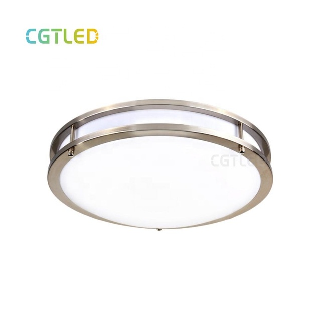 Brushed Nickel Finish Double Ring 3-CCT Switchable Led Ceiling Lamp Energy-saving Led Ceiling Light
