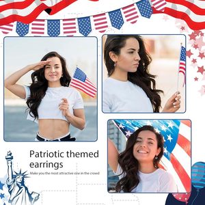Boucles d'oreilles pendantes en alliage avec étoile à cinq branches et strass, motif drapeau américain, mignonnes pour le 4 juillet, la fête de l'Indépendance, Noël, Halloween - Product Image 5