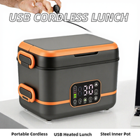 Boîte à lunch électrique portable rechargeable par USB, chauffe-plat sans fil, chauffage automatique, pot intérieur en acier inoxydable, pour la maison et la voiture