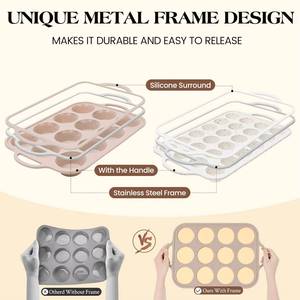 MUYULINS Factory 24-cup LFGB non-stick BPA Free metal reinforced frame mini silicone cupcake pan American <b>cake</b> <b>tin</b> baking mold - Product Image 2