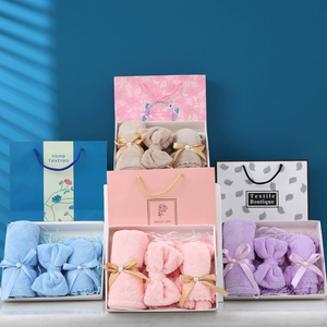 Ensemble cadeau de bonnet de bain <span class=keywords><strong>et</strong></span> bandeau pour achat groupé, boîte de décoration de mariage, cadeau de retour pour célébration, serviette en polaire corail, cadeau ours en peluche - Product Image 2