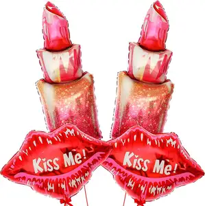 Kırmızı öpücük dudaklar ruj folyo mylar valenines günü balonları makyaj spa parti balonlar gelin duş malzemeleri kız kadro balonlar
