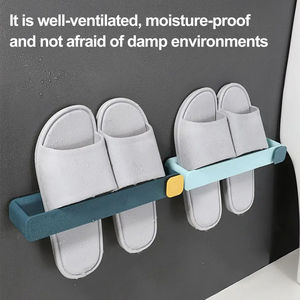 Étagère murale de salle de bain monobloc pour pantoufles, support à chaussures suspendu peu encombrant, sans perçage requis - Product Image 2