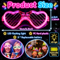 Lunettes LED originales en forme de cœur, lunettes à volets lumineux, lunettes de fête néon, accessoires pour photomaton, pour les soirées en boîte de nuit et les événements disco