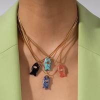 Zooying océan Animal été plage en acier inoxydable boîte chaîne pierre naturelle poisson pendentif collier pour les femmes