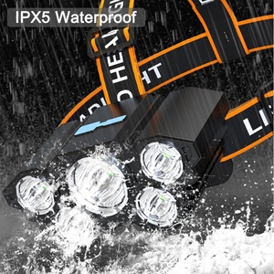 Sạc Đèn Pha 5 LED Đèn Pha Đèn Pin 18000 <span class=keywords><strong>Lumen</strong></span> Cáp USB Không Thấm Nước 4 Chế Độ Ánh Sáng Cho Ngoài Trời Cắm Trại Săn Bắn - Product Image 2