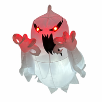 Décoration d'Halloween Gonflable Fantôme Blanc de 105 cm pour Fenêtre avec Yeux LED Rouges, Ventouses et Souffleur