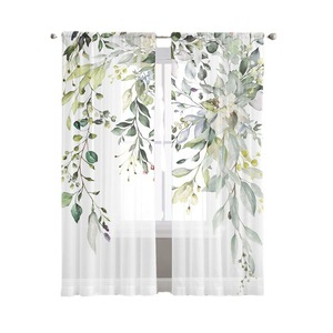 Rideaux prêts <span class=keywords><strong>à</strong></span> poser en tissu transparent <span class=keywords><strong>à</strong></span> motifs de feuilles tropicales personnalisés, multi-designs, textiles de maison - Product Image 6