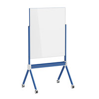 Tableau blanc mobile Surface en verre effaçable à sec double face Grand tableau blanc magnétique puissant avec roues pour bureau, salle de classe et maison