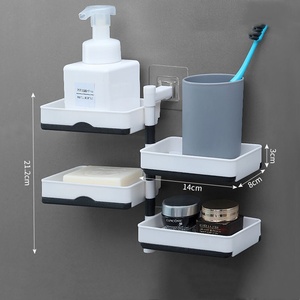 Caja de jabón de drenaje cuadrada montada en la pared de 2/3/4 capas giratoria, soporte de almacenamiento para baño, no requiere perforación - Product Image 4