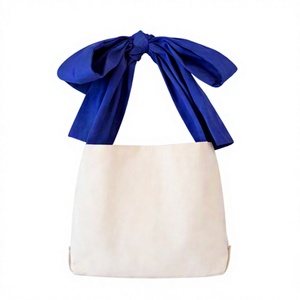 Premium Quality Canvas Shopping <b>Bag</b> With Blue Ribbon Handle <b>Medium</b> <b>Size</b> Daily Use Handled Shopping <b>Bag</b> - Product Image 5