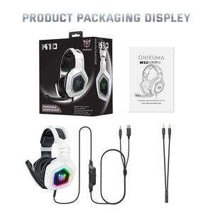 Auriculares <span class=keywords><strong>ONIKUMA</strong></span> <span class=keywords><strong>K10</strong></span> Dinámicos para Videojuegos, con Micrófono, RGB, Luz Ambiental, Cableados, Controladores de 50 mm, Resistentes al Agua IPX1, para Viajes - Product Image 3