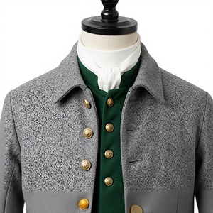 <b>Men's</b> Historical Greatcoat <b>Long</b> Button Front Overcoat Colonial Uniform <b>Coat</b> for Costume Wear - Product Image 4