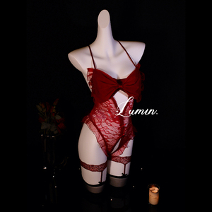 Camicia da notte sexy in pizzo da <span class=keywords><strong>donna</strong></span> con fiocco, vestito intero, lingerie sexy, abito seducente da letto - Product Image 4