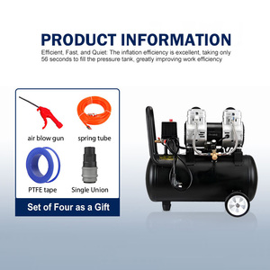 Compresseur d'air sans huile à double cylindre, réservoir de 30 L, pompe à air silencieuse pour la réparation automobile, le travail du bois, la peinture au pistolet, l'utilisation en garage - Product Image 1