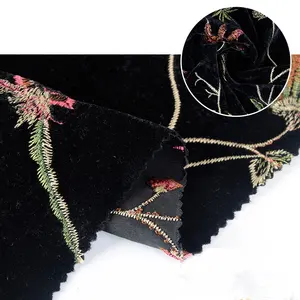 100 полиэстер, блестящая велюровая бархатная ткань с вышивкой, импортированная из Китая
