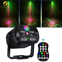 Mini projecteur laser DJ stroboscopique à 60 motifs, à commande vocale, avec télécommande, en alliage d'aluminium, dimmable, IP33, pour scène