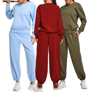 Femmes automne hiver sport sweat ensemble ample décontracté vêtements de Fitness avec fermeture à la taille élastique doux Modal <span class=keywords><strong>Yoga</strong></span> haut pour la course - Product Image 4