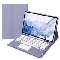 Untuk Samsung Tab S8 Plus X800 S8 +/S7 Plus T970/S7 FE T730 Tab S6 Lite Baki Pena dengan Sentuhan Sarung Keyboard Gigi Biru Dapat Dilepas