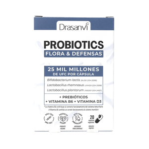 Drasanvi Flora & Defenses Probióticos 20 Cápsulas Polvo Blanco para Promover la Salud Intestinal del Sistema Digestivo y el Hígado - Product Image 1