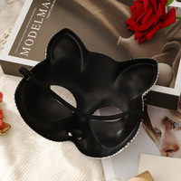 Masque de chat en strass, tenue de costume pour femme, masques de mascarade scintillants pour femmes, cadeau de fête d'Halloween, fête cosplay