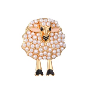 <span class=keywords><strong>Broche</strong></span> Adorable <span class=keywords><strong>Agneau</strong></span> en Alliage Haut de Gamme Incrustée de Perles, Vente en Gros Usine, pour Femme, Costume, Manteau, Épingle de Poitrine - Product Image 2
