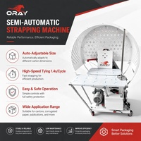 Machine d'emballage industrielle ORAY pour la cerclage et le ligaturage des cartons ondulés, ligne d'emballage d'usine, cerclage semi-automatique