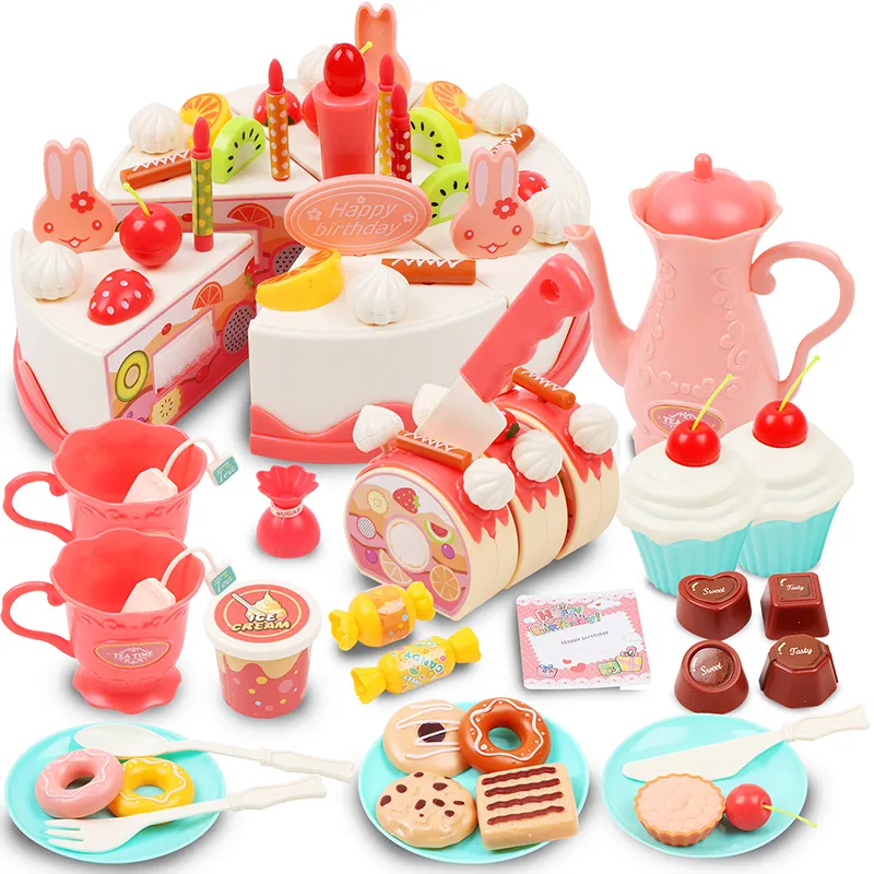 DIY Kitchen Toy Pretend Cutting Birthday Cake Toys Decorating Party Role Play Food Play set Baby Educational Gift