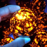 Boule de pierre naturelle en cristal minéral fluorescent poli, ornement de bureau, Chine