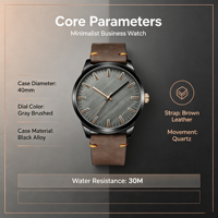 Montre à quartz personnalisée OEM pour homme, bracelet en cuir de luxe, boîtier en alliage, étanche 3ATM, mouvement japonais, vente en gros d'usine