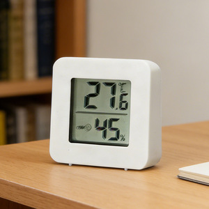Digital Thermometer Hygrometer White Plastic Indoor Temperature Humidity Monitor For Baby Room Home Use - Product Image 1