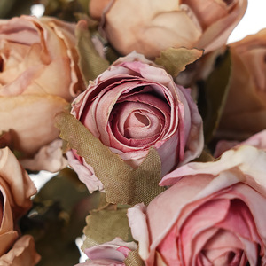 Rose artificielle simple tige 5 têtes petite rose fleur de table décoration maison mariage - Product Image 5