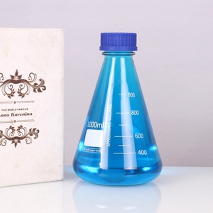 Konische Blaue Kappe Versiegelte Borosilikatglas-Laborreagenzflasche Transparente Erlenmeyerkolben-Flasche Graduiert 250mL - Product Image 3
