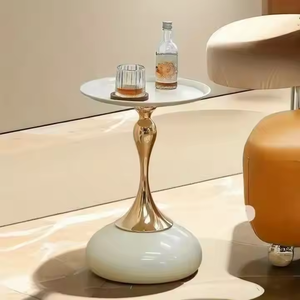 Table à thé canapé côté table basse ensemble table <span class=keywords><strong>d</strong></span>'appoint en marbre blanc de luxe approvisionnement <span class=keywords><strong>d</strong></span>'usine Design nordique rond marbre métal fer moderne - Product Image 5