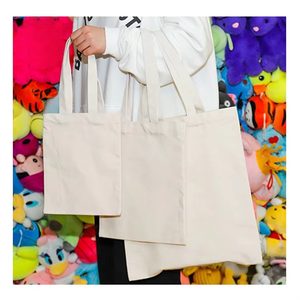 Sac fourre-tout en toile de coton naturel avec poignée en ruban et fermeture éclair - Sac de courses réutilisable et écologique - Plusieurs tailles pour les commandes en gros - Product Image 2