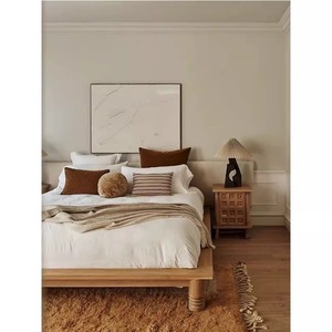 RH American Retro and Simple Tatami Bed, <span class=keywords><strong>Cama</strong></span> doble de lujo ligera francesa, Cabecero bajo de <span class=keywords><strong>segunda</strong></span> <span class=keywords><strong>mano</strong></span>, <span class=keywords><strong>Cama</strong></span> de madera maciza - Product Image 5