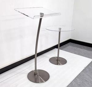 Mesa Lateral Pequena de Luxo Reciclável e Lavável com Tampo de Acrílico e Base de Metal Independente para Móveis de Igreja e Expositores - Product Image 5