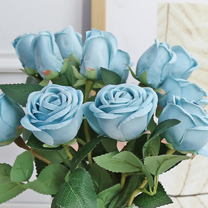 Roses artificielles Lichao à double tête, fleurs en soie, bouquet pour décoration de mariage et de maison - Product Image 3
