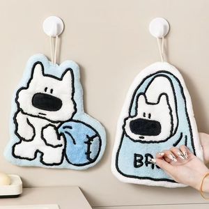 Cute Puppy Hand Towel 18x25 Cm Coral Fleece Super Absorbent Hanging Kitchen Bathroom Towel - Product Image 1