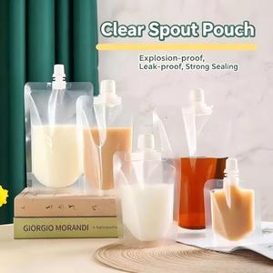 Pochette souple personnalisée à fond plat de qualité alimentaire, anti-fuite, transparente avec bec verseur pour l'emballage de liquides et de sauces - Product Image 4